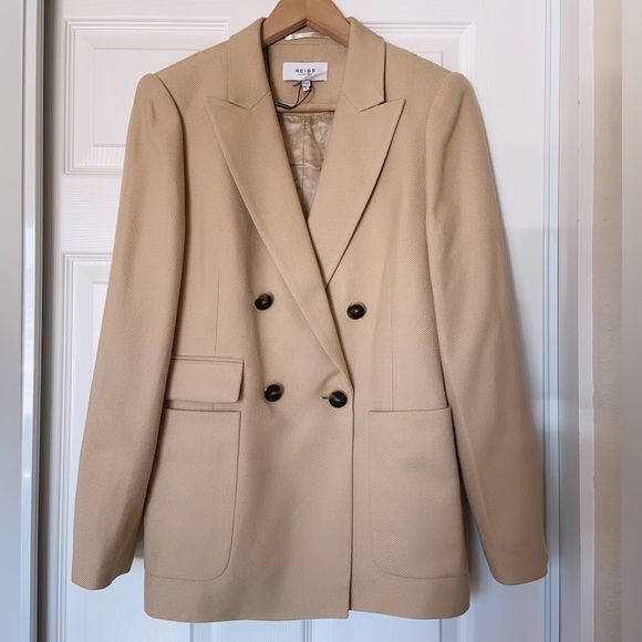 NWT $545 Reiss Double Breasted Twill Blazer in Light Camel - Picture 7 of 11